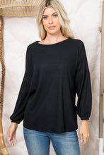 Load image into Gallery viewer, PUFF SLEEVE BOATNECK WAFFLE TUNIC
