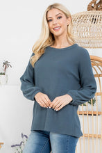 Load image into Gallery viewer, PUFF SLEEVE BOATNECK WAFFLE TUNIC
