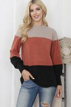 Load image into Gallery viewer, PUFF SLEEVE COLOR BLOCK RIB TOP
