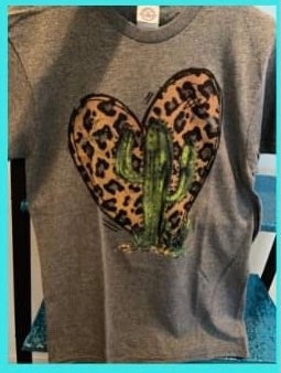 Cactus Leopard Heart T-Shirt