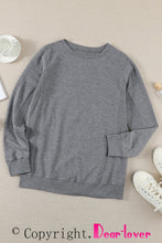 Load image into Gallery viewer, Gray Round Neck Ribbed Hemline Sweatshirt
